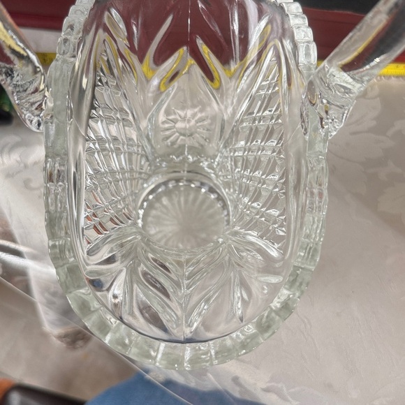 Vintage Princess House Diamond Cut Crystal Glass Basket With Handle 10”x 7.5” - Picture 8 of 8